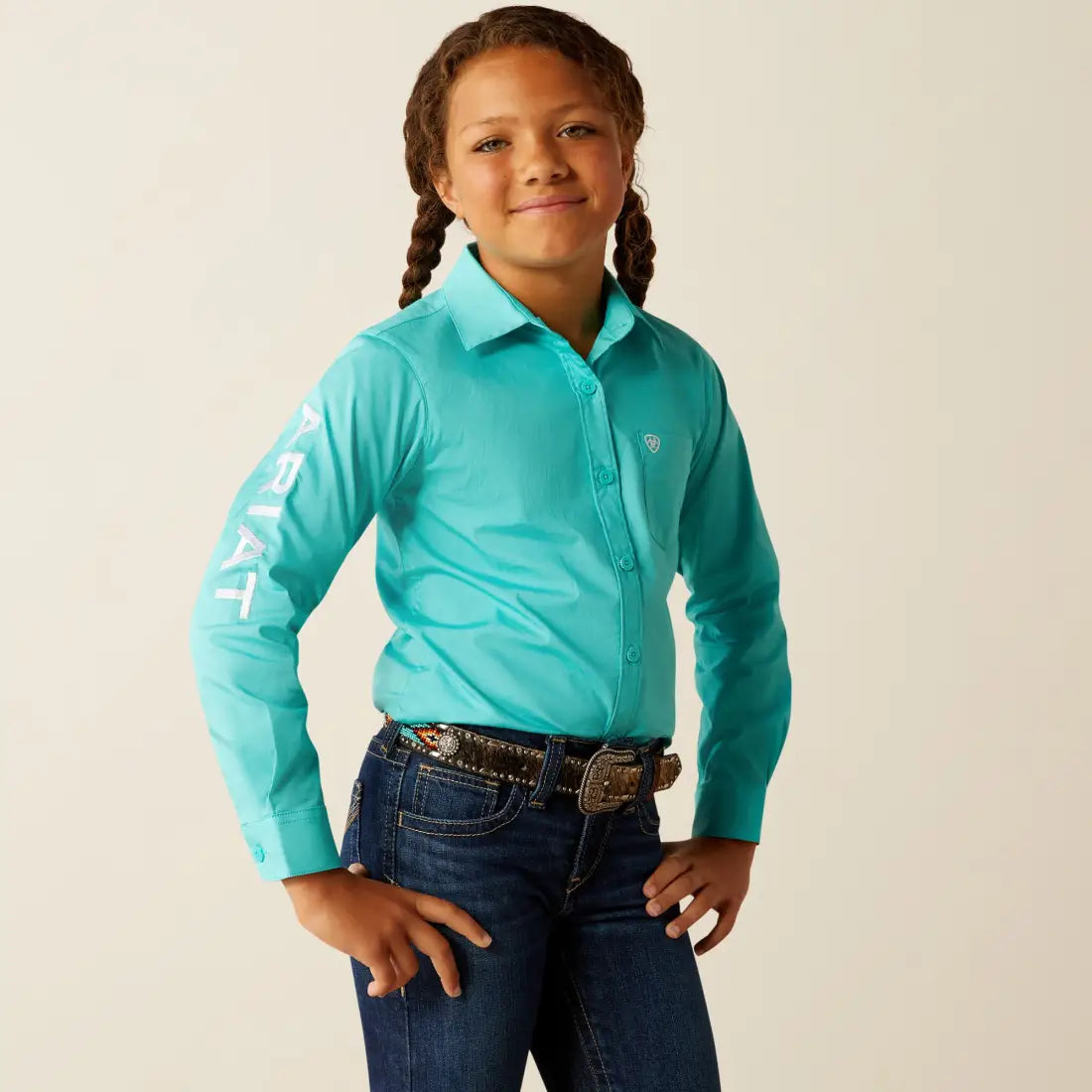 Ariat Girl’s Kirby Blue Turquoise Team Western Shirt XSmall Girl’s Western