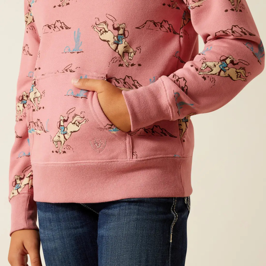 Ariat Girl’s Pink Bronc Scene ¼ Zip Pullover Girl’s Pullover