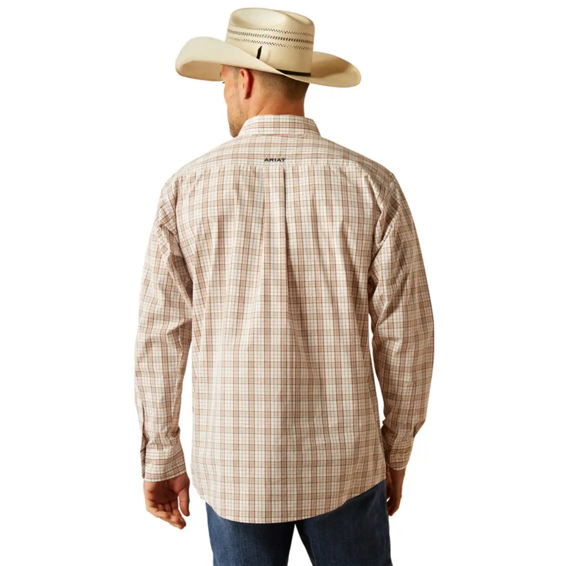 Ariat Men’s Big & Tall Light Brown Plaid Jase Classic Fit Western Shirt Men’s Extended Sizes