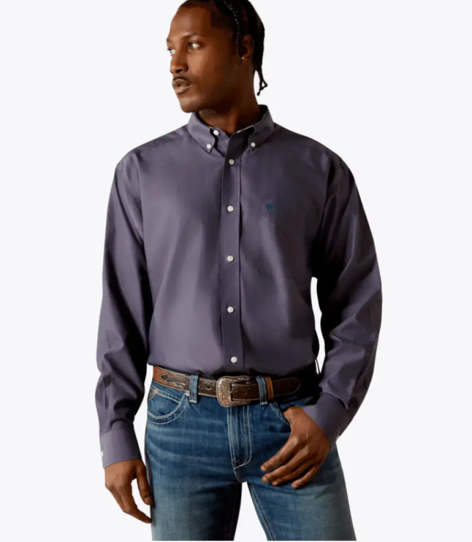 Ariat Men’s Big & Tall Wrinkle Free Solid Pinpoint Oxford Classic Fit Shirt Men’s Extended Sizes