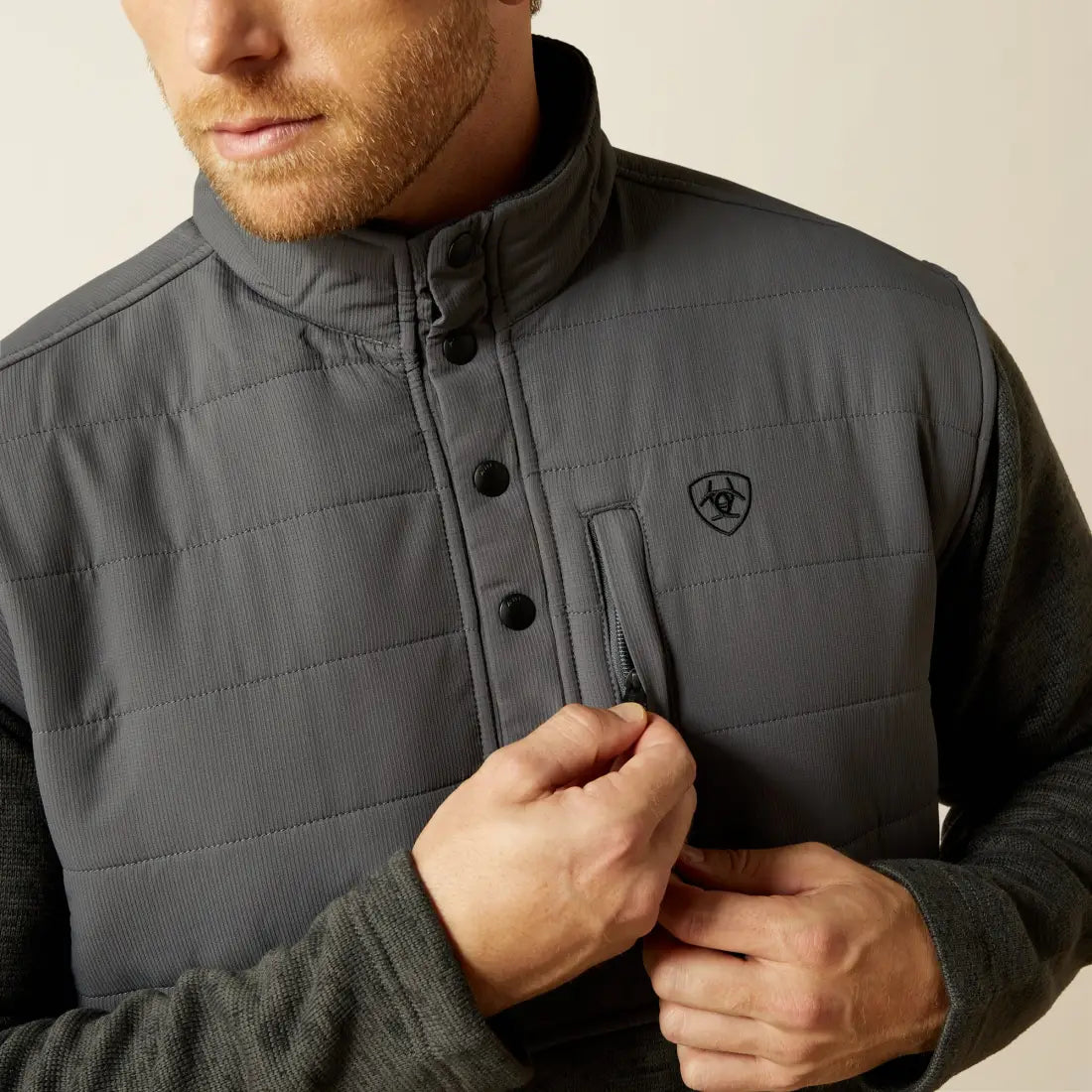 Ariat Men’s Gray Caldwell Reinforced Snap Pullover Men’s Pullover