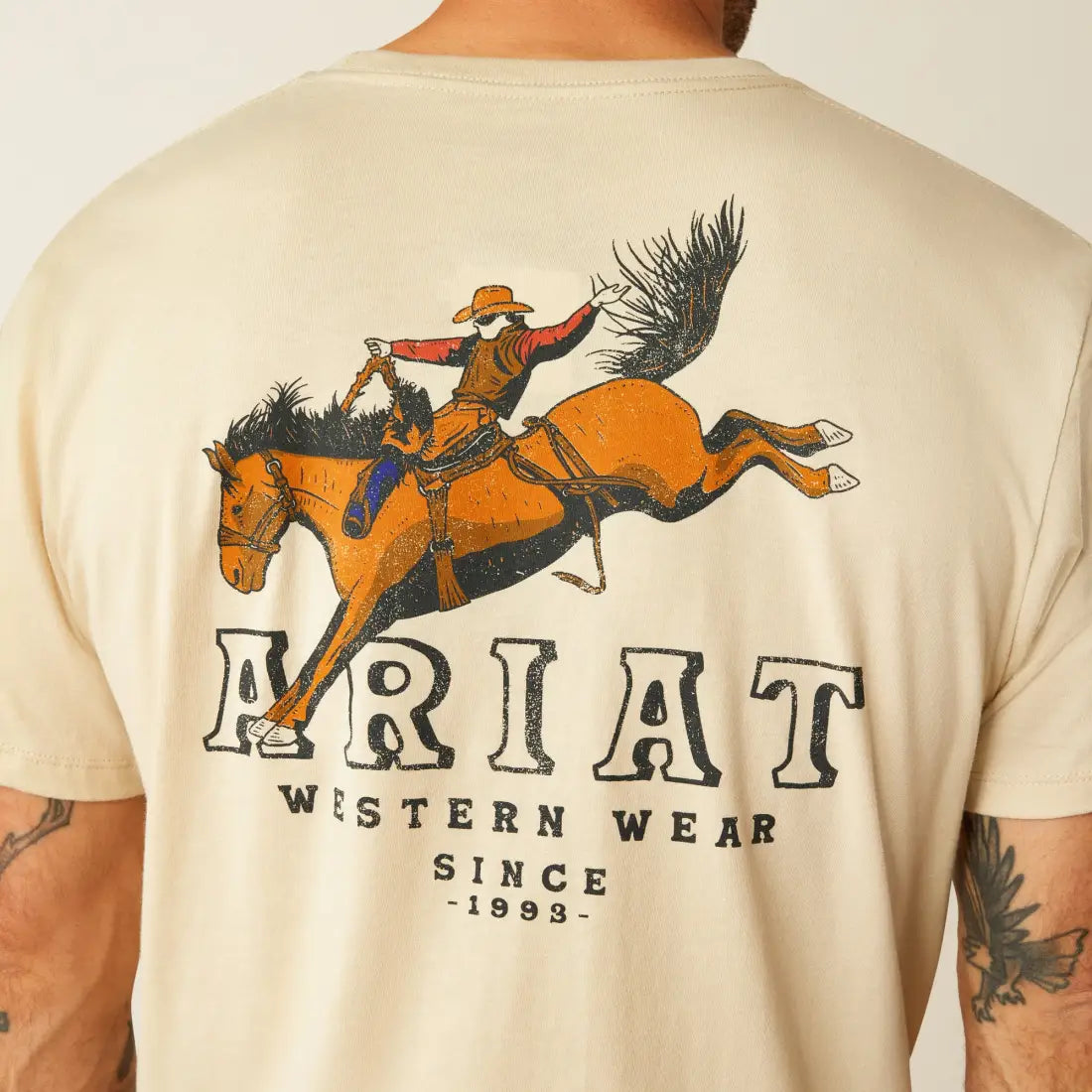 Ariat Men’s Natural Bronc Ridin’ Heritage T-Shirt Small Men’s T-Shirt