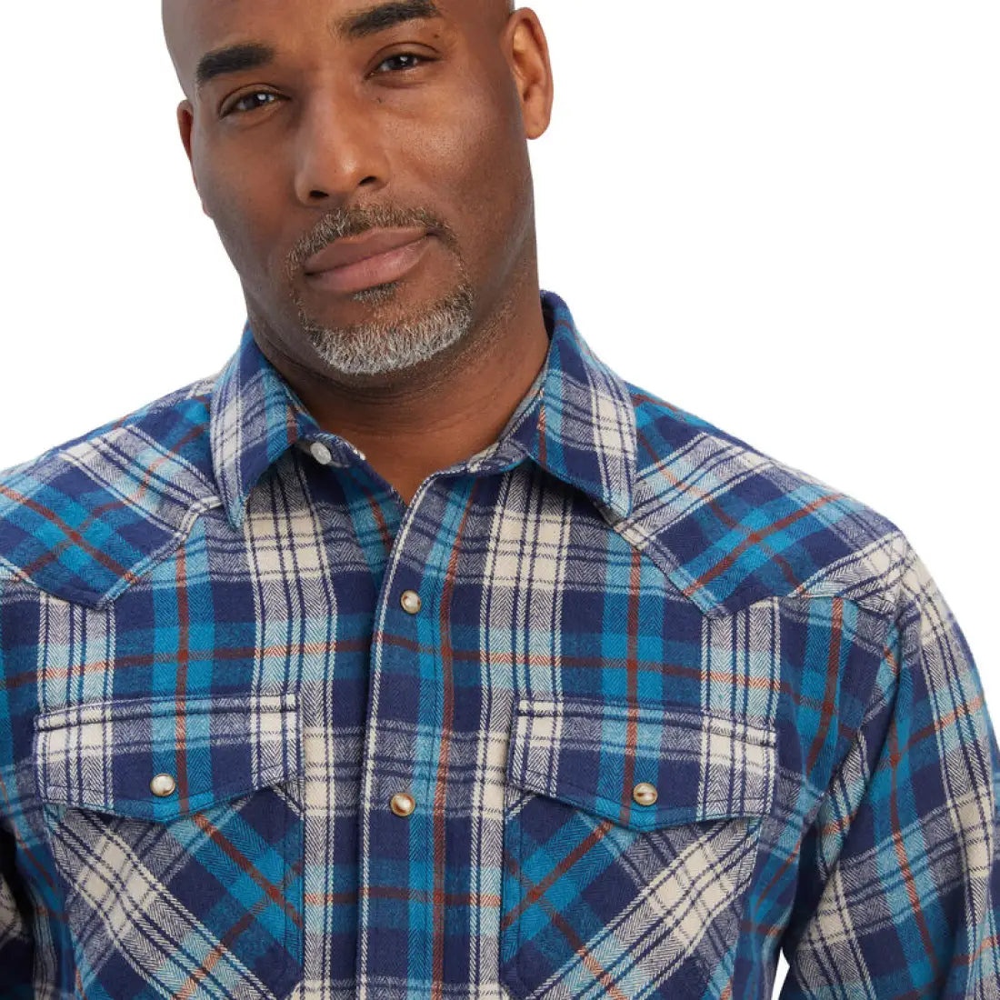 Ariat Men’s Retro Blue Plaid Huntleigh Flannel Western Shirt Small Men’s Western