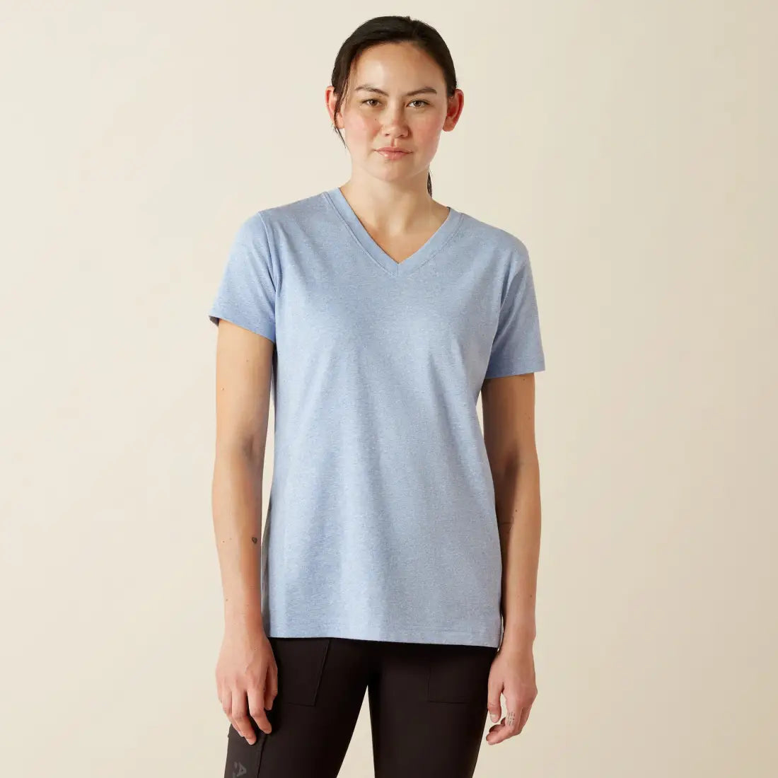 Ariat Women’s Rebar Cotton Strong V-Neck T-Shirt XSmall / Heather Bel Air (Blue) Women’s T-Shirt