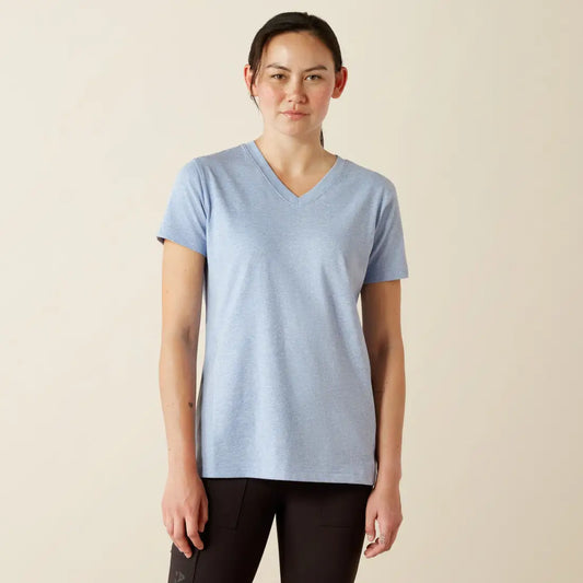 Ariat Women’s Rebar Cotton Strong V-Neck T-Shirt XSmall / Heather Bel Air (Blue) Women’s T-Shirt