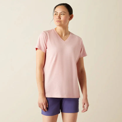 Ariat Women’s Rebar Cotton Strong V-Neck T-Shirt XSmall / Heather Powder Pink Women’s T-Shirt