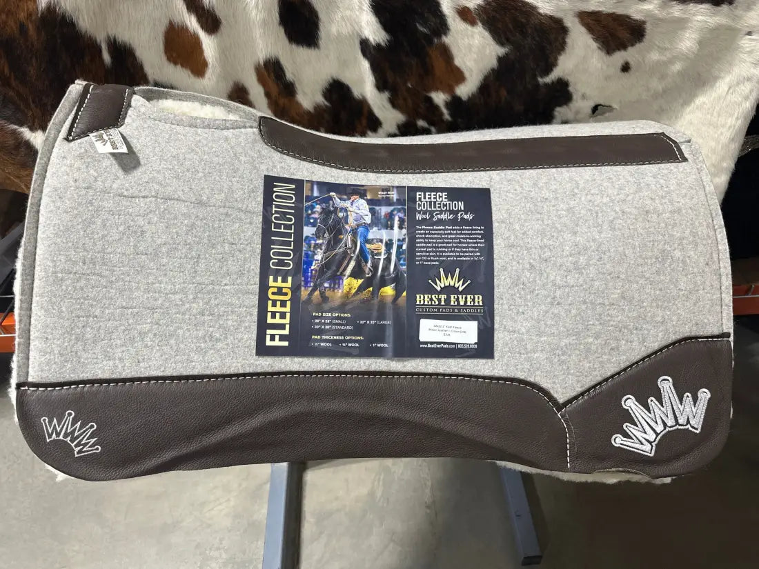 Best Ever Kush Fleece Saddle Pad - Brown Leather White Crown (1’’ thick 32’’X32’’) 32’’ X 32’’ / 1’’ Saddle Pad