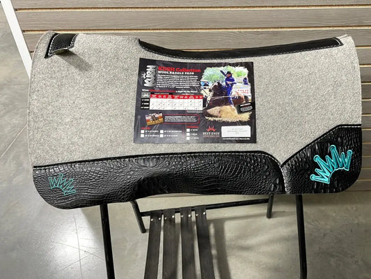 Best Ever Kush Saddle Pad - Black Croc Teal Crown (1’’ thick 30’’x30’’) 30’’ X 30’’ / 1’’ Saddle Pad