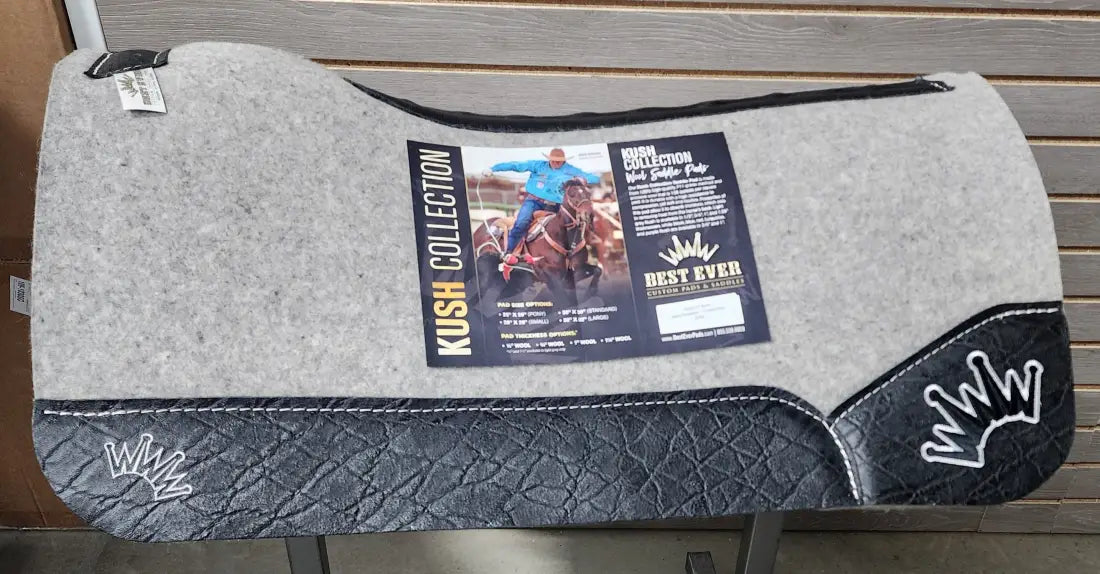 Best Ever Kush Saddle Pad - Black Elephant White/Black Crown (1’’ thick 32’’x32’’) 32’’ X 32’’ / 1’’ Saddle Pad