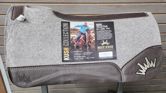Best Ever Kush Saddle Pad - Brown Leather Black/Beige Crown (3/4’’ or 1’’ thick 30’’x30’’) Saddle Pad