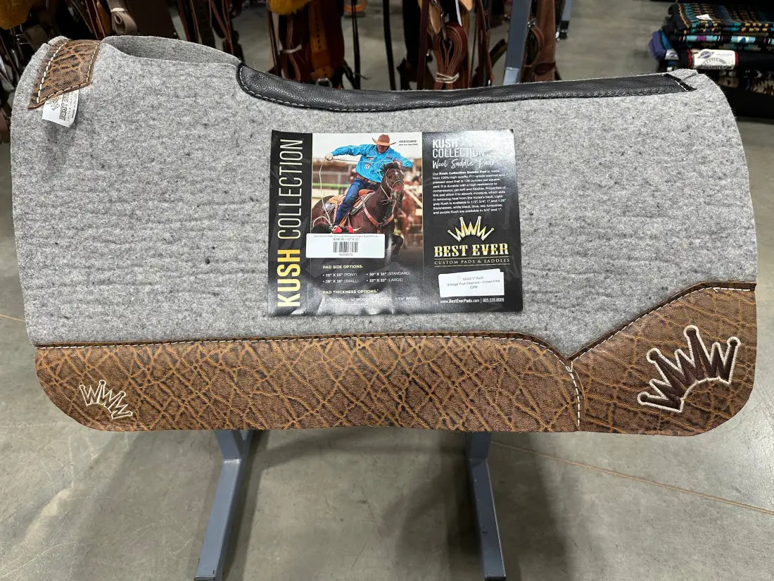 Best Ever Kush Saddle Pad -Vintage Peat Elephant Crown in Beige/Dark Brown (1’’ thick 32’’x32’’) 32’’ X 32’’ / 1’’