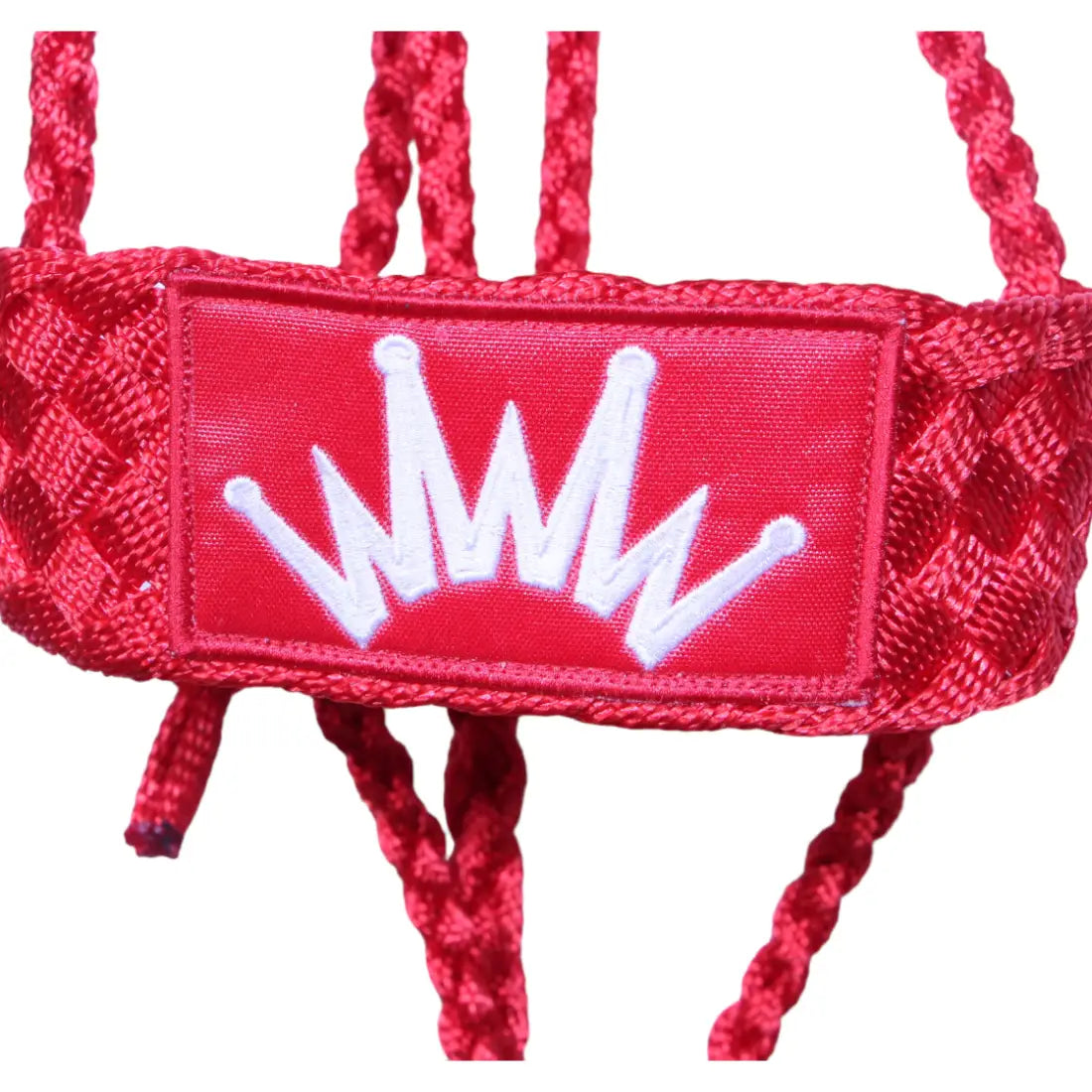 Best Ever Mule Tape Halter with 8.5’ Lead Red w/ White Crown Halter