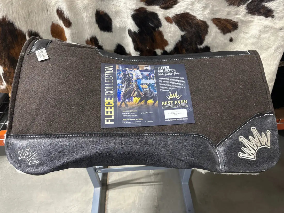 Best Ever OG Fleece Saddle Pad - Black Leather Beige Crown (1’’ thick 32’’x32’’) 32’’ X 32’’ / 1’’ Saddle Pad