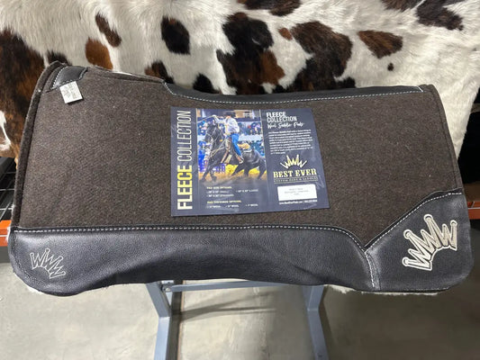 Best Ever OG Fleece Saddle Pad - Black Leather Beige Crown (1’’ thick 32’’x32’’) 32’’ X 32’’ / 1’’ Saddle Pad