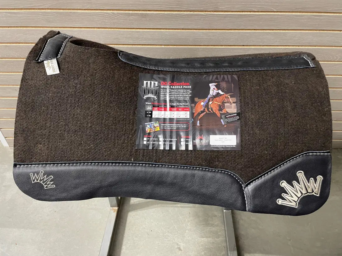 Best Ever OG Saddle Pad - Black Leather Beige Crown (1’’ thick 32’’x32’’) 32’’ X 32’’ / 1’’ Saddle Pad