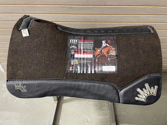 Best Ever OG Saddle Pad - Black Leather Beige Crown (1’’ thick 32’’x32’’) 32’’ X 32’’ / 1’’ Saddle Pad