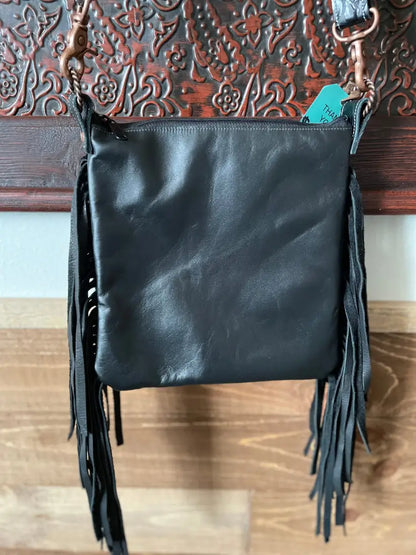 Black Rose & Leopard Crossbody Purse by Hailey Drent Purse