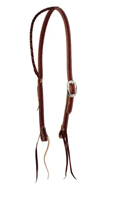 Cowboy Tack Braided Slip Ear Headstall - Burgundy