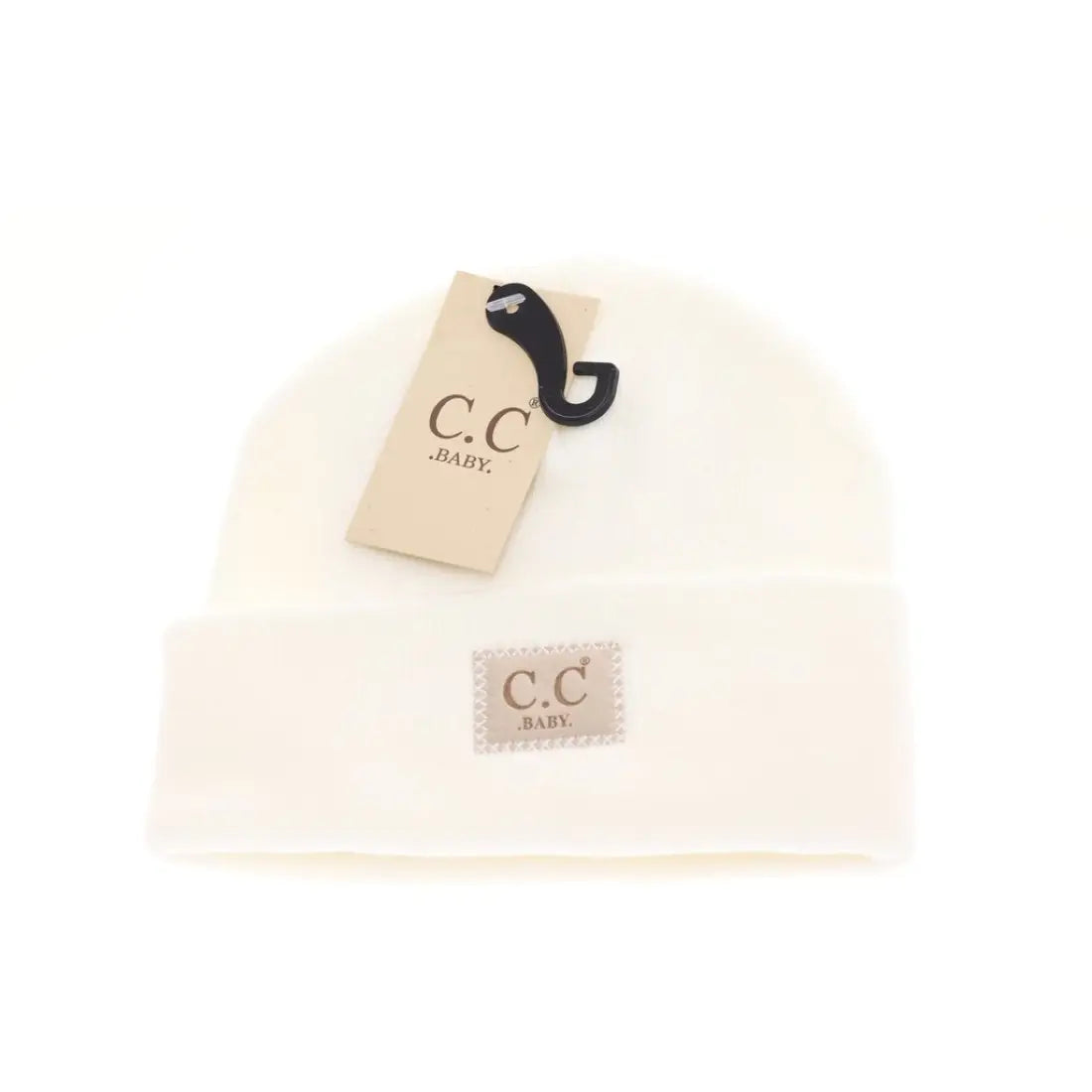 C.C Beanie BABY Classic Oversized Logo Beanie Ivory Winter Hats