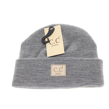 C.C Beanie BABY Classic Oversized Logo Beanie Lt. Mel Gray Winter Hats