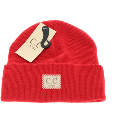C.C Beanie BABY Classic Oversized Logo Beanie Red Winter Hats