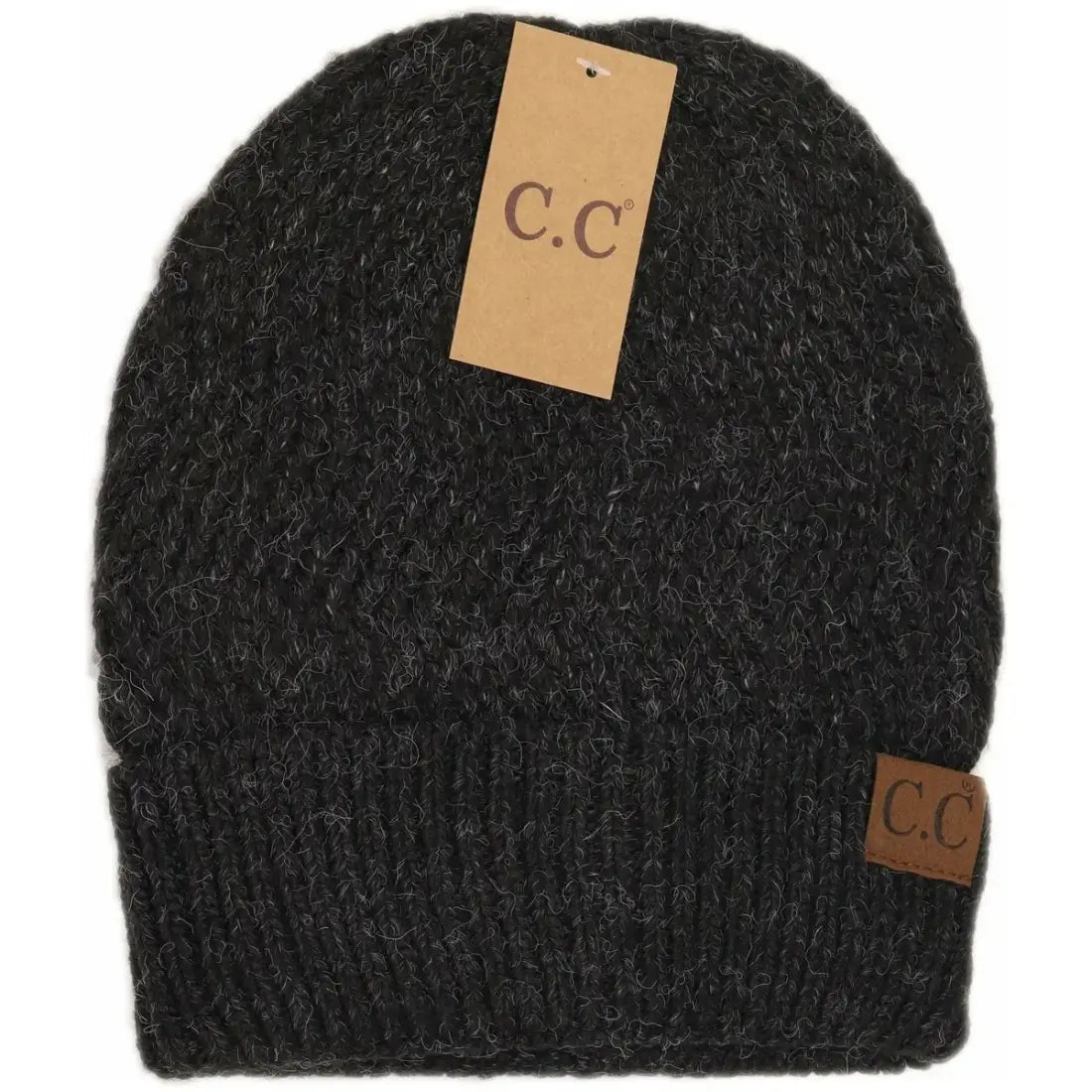 C.C Beanie Chevron Knit Cuff Beanie Black Winter Hats