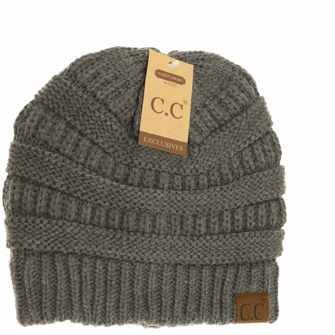 C.C Beanie Classic Fuzzy Lined Beanie Dark Gray Winter Hats