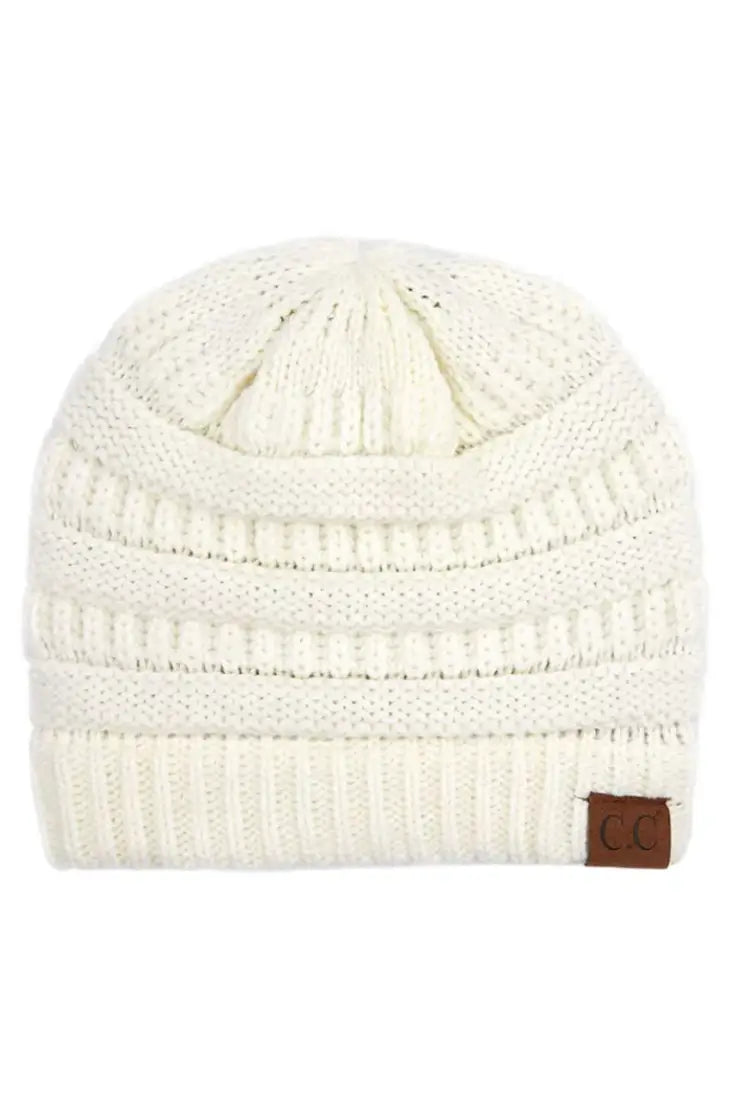C.C Beanie Classic Fuzzy Lined Beanie White Winter Hats