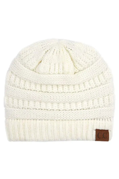 C.C Beanie Classic Fuzzy Lined Beanie White Winter Hats