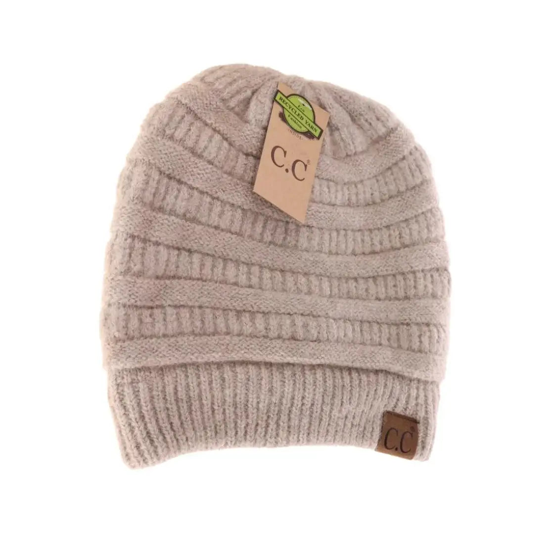 C.C Beanie Fuzzy Lined Soft Yarn Beanie Heather Beige Winter Hats