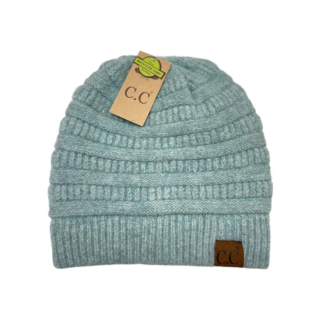 C.C Beanie Fuzzy Lined Soft Yarn Beanie Heather Mint Winter Hats