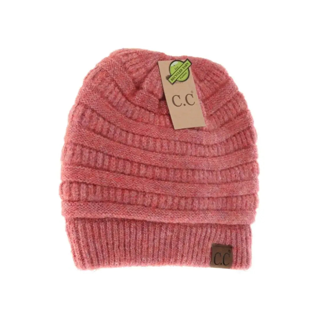 C.C Beanie Fuzzy Lined Soft Yarn Beanie Heather Strawberry Winter Hats