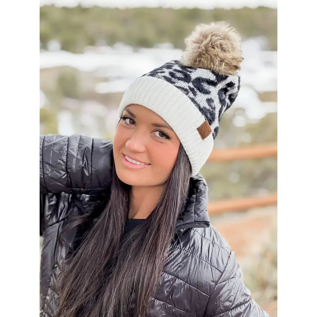 C.C Beanie Leopard Pom Beanie Winter Hats