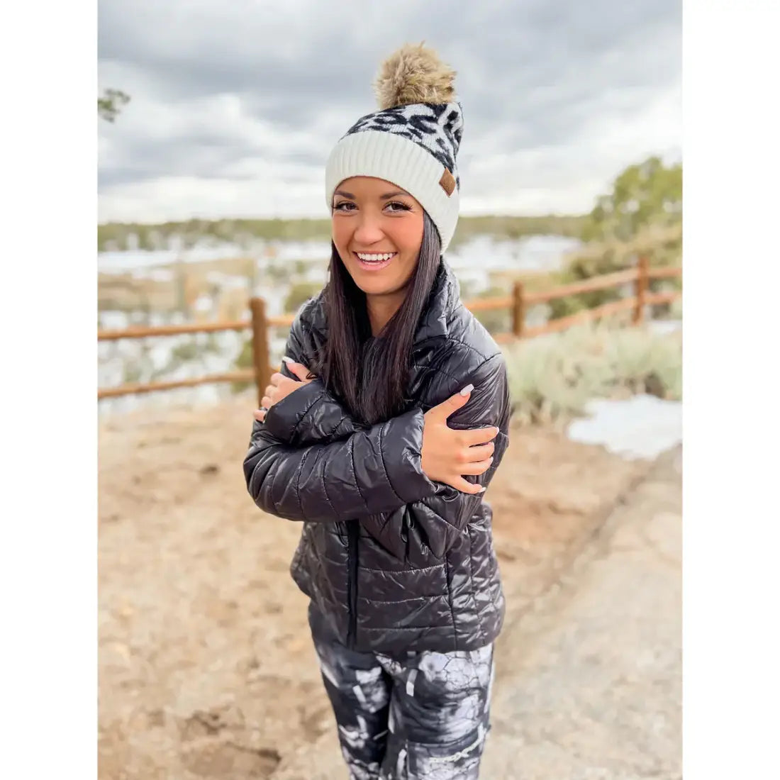 C.C Beanie Leopard Pom Beanie Winter Hats