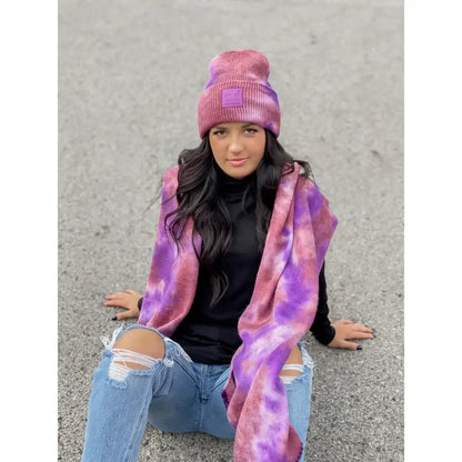 C.C Beanie Tie Dye Rubber Patch Beanie Winter Hats