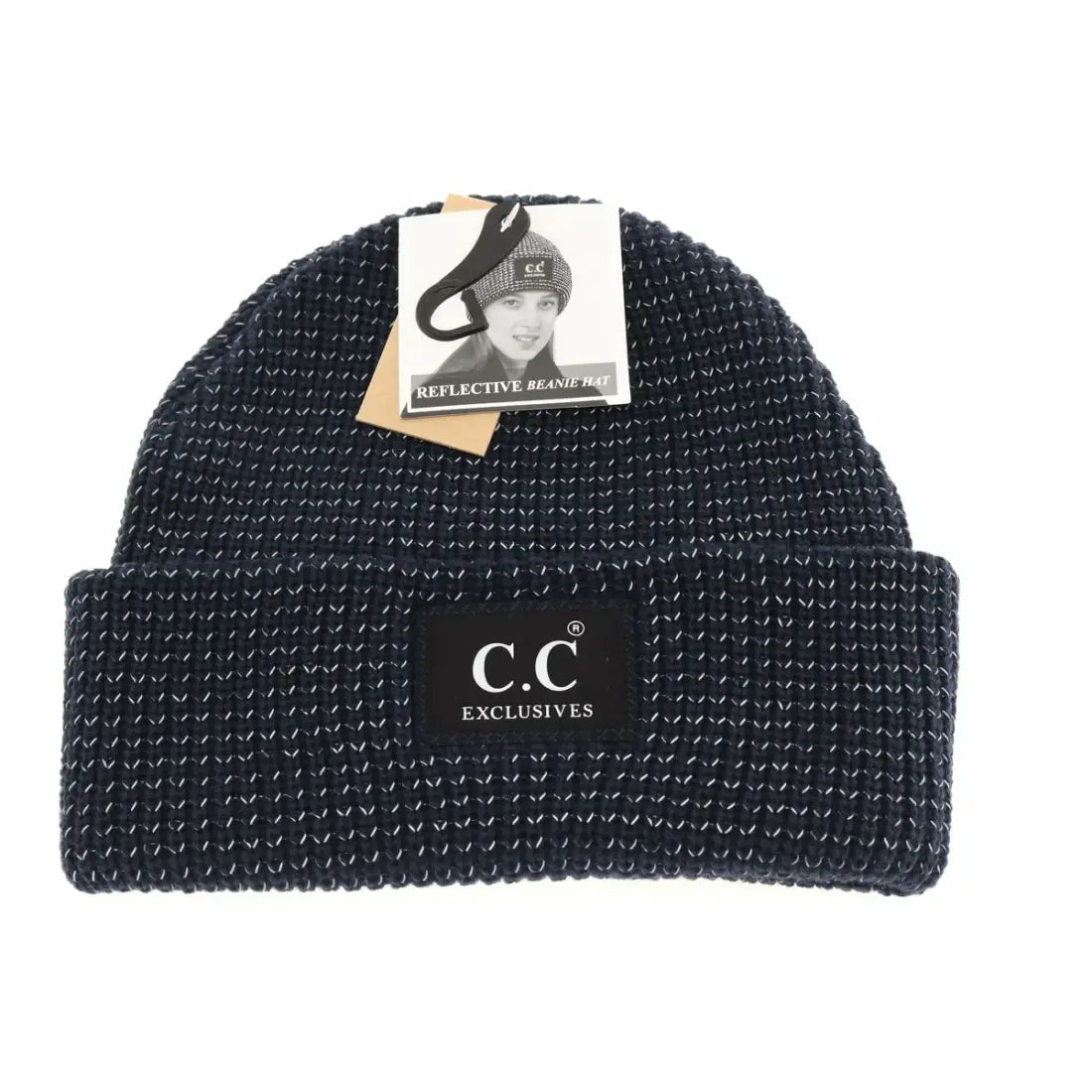 C.C Beanie Unisex Reflective Beanie Navy Winter Hats