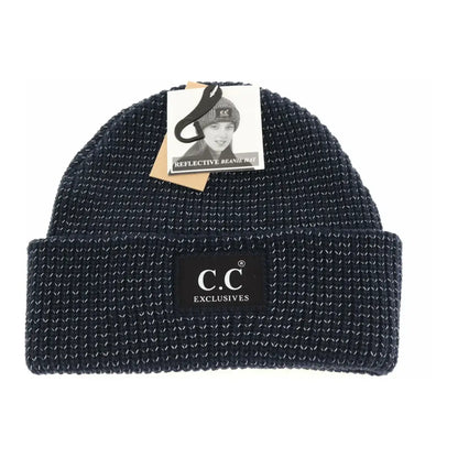 C.C Beanie Unisex Reflective Beanie Navy Winter Hats