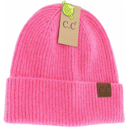 C.C Beanie Unisex Soft Ribbed Cuff Beanie Diva Pink Winter Hats