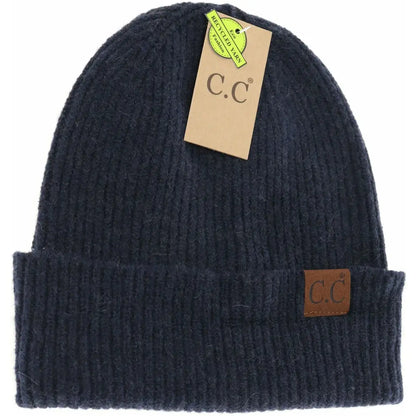 C.C Beanie Unisex Soft Ribbed Cuff Beanie Navy Winter Hats