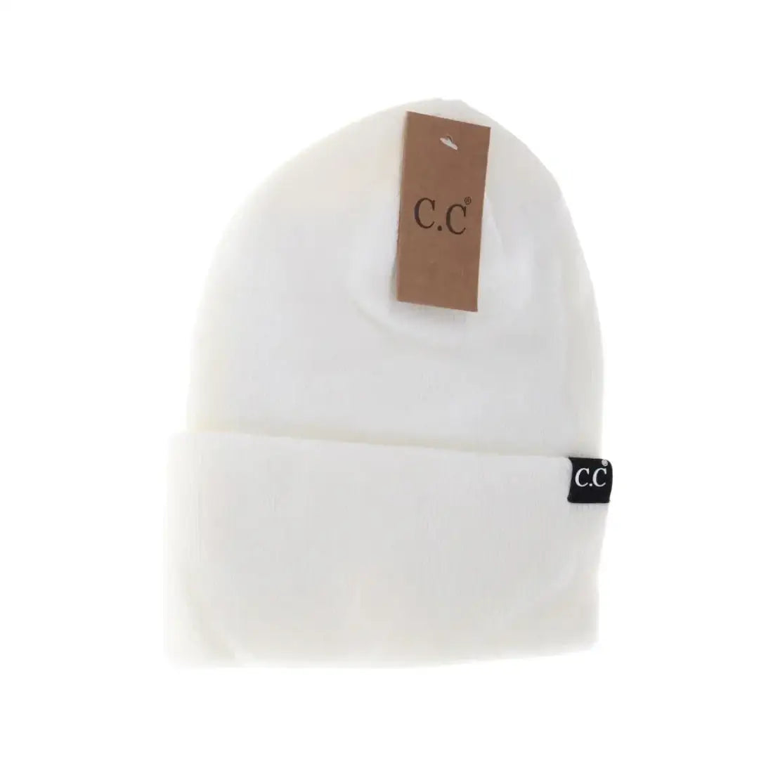 C.C Beanie Unisex Wide Cuff Beanie White Winter Hats