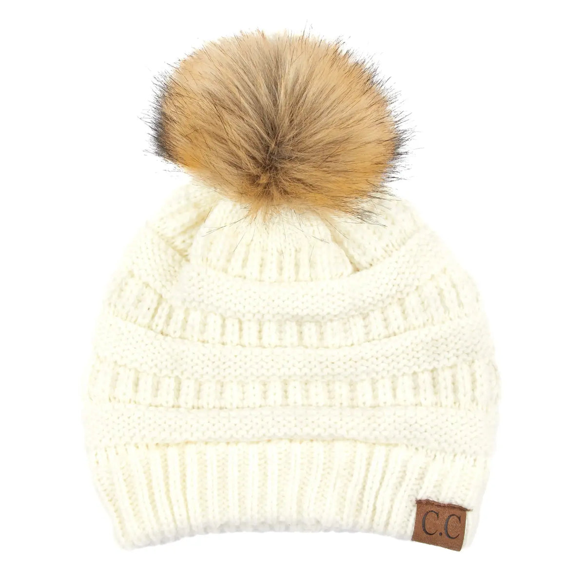 C.C Beanie with Faux Fur Pom