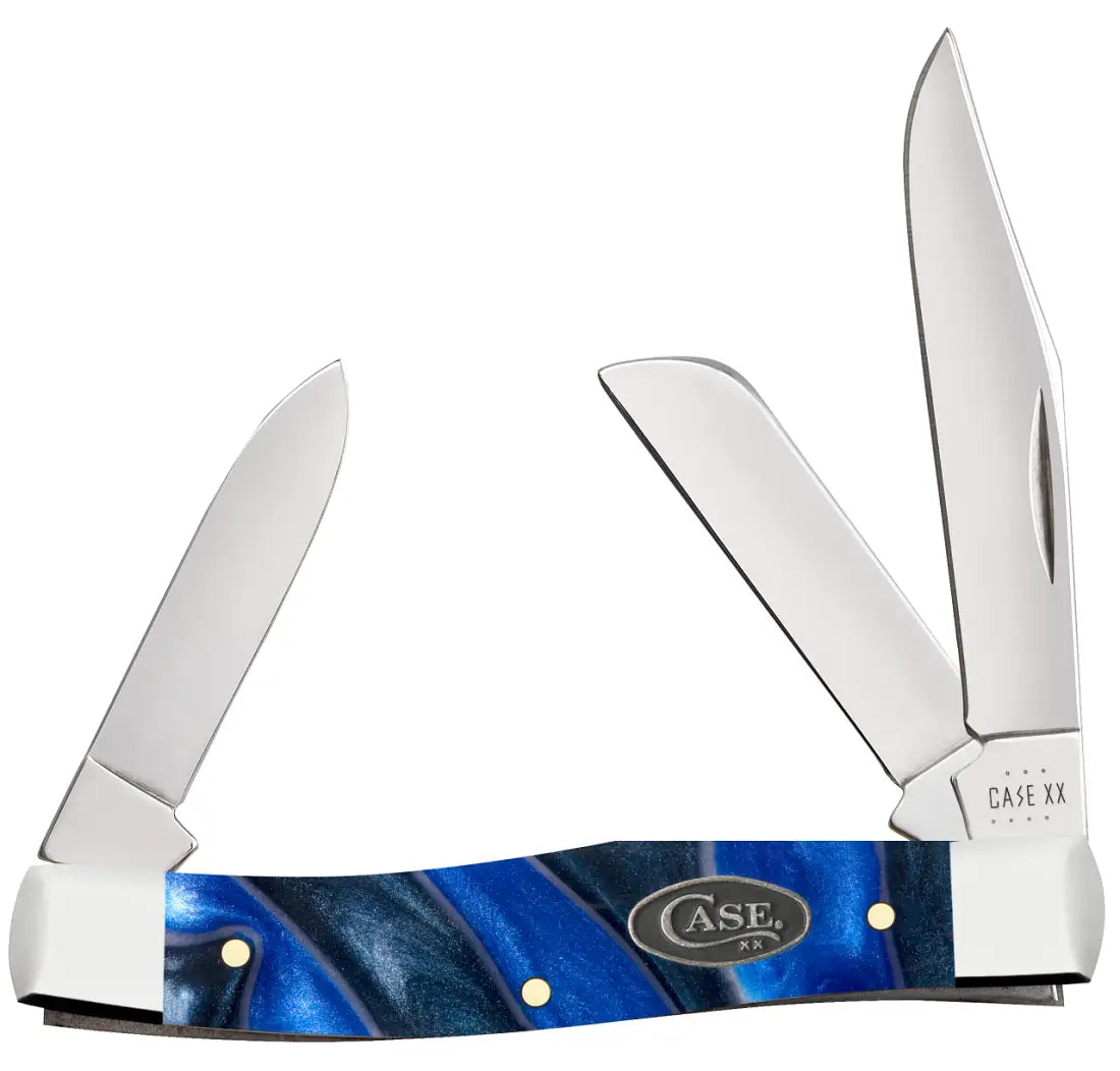 Case Ocean Blue Kirinite Smooth Medium Stockman Knife Knife