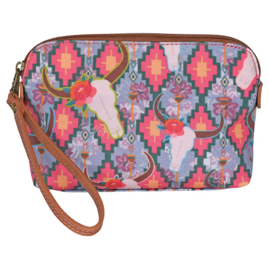 Catchfly Essentials Pouch Southwest Multi Colored with Cow Skull Purse