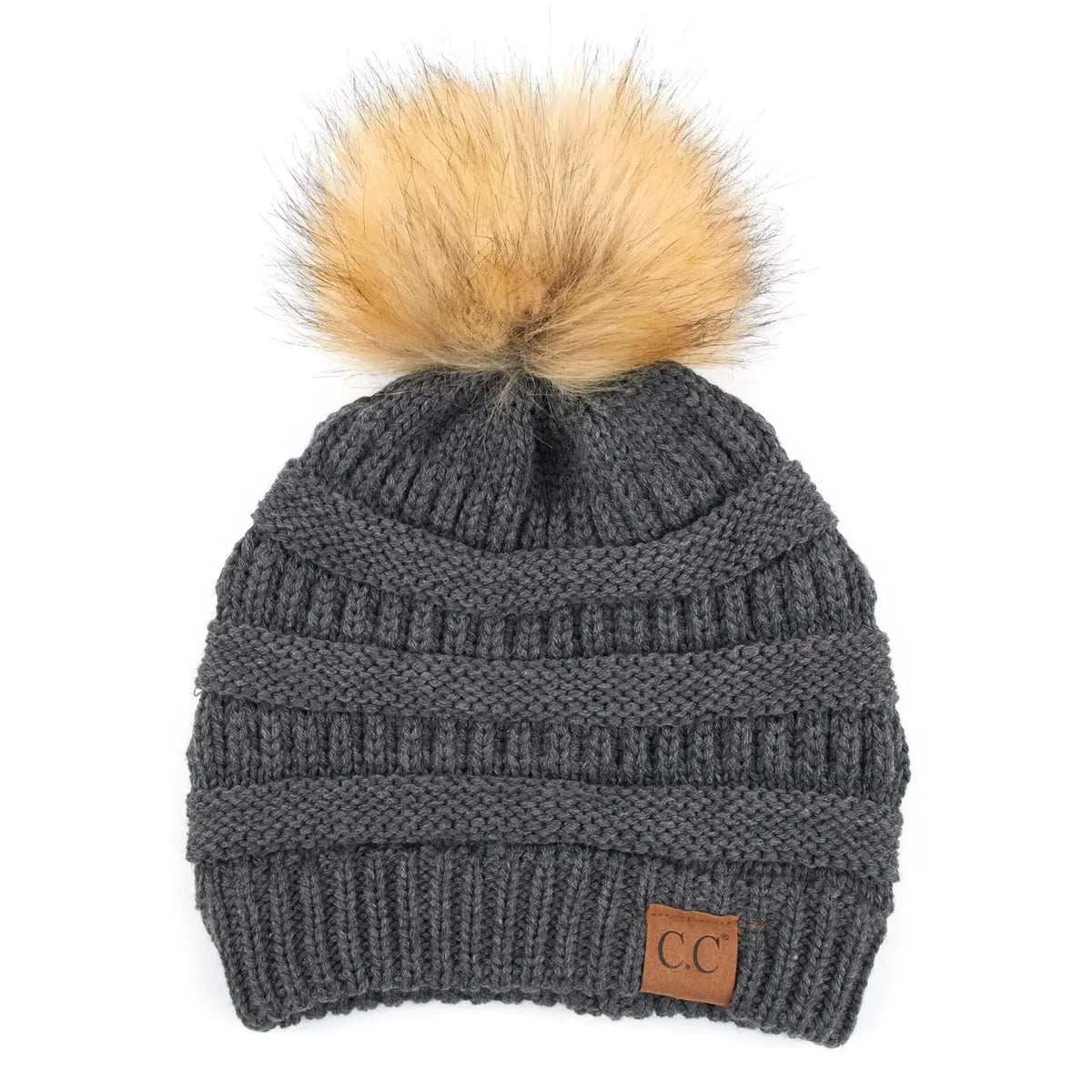 C.C Beanie with Faux Fur Pom