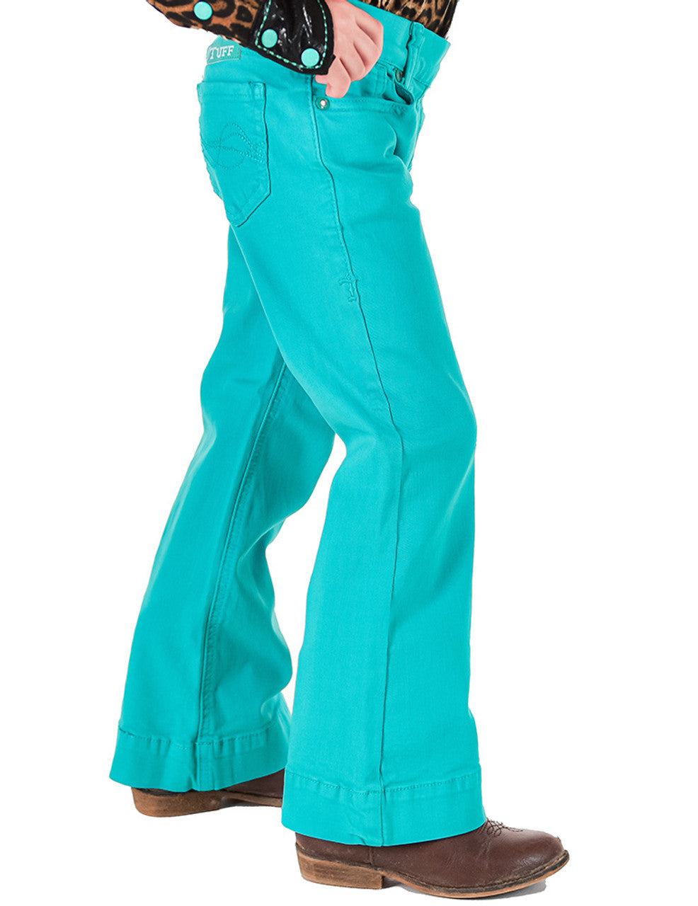 Cowgirl Tuff Girl's Pull-On Turquoise Trouser Jean