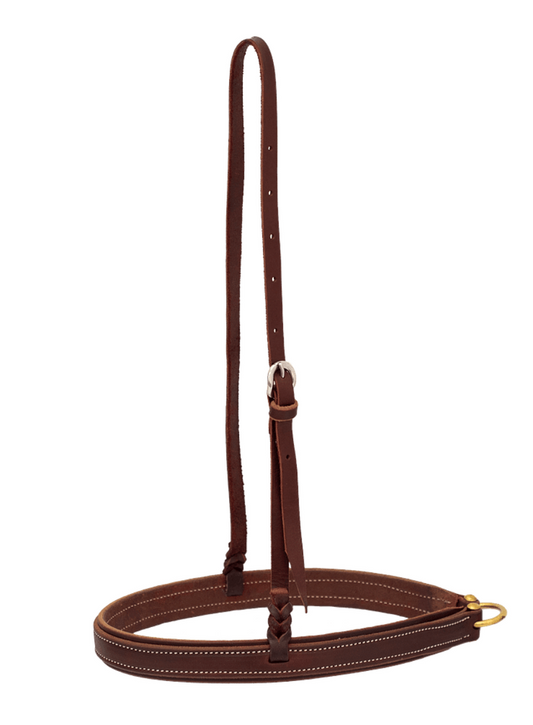 Cowboy Tack Latigo Noseband with Chocolate Harness Overlay