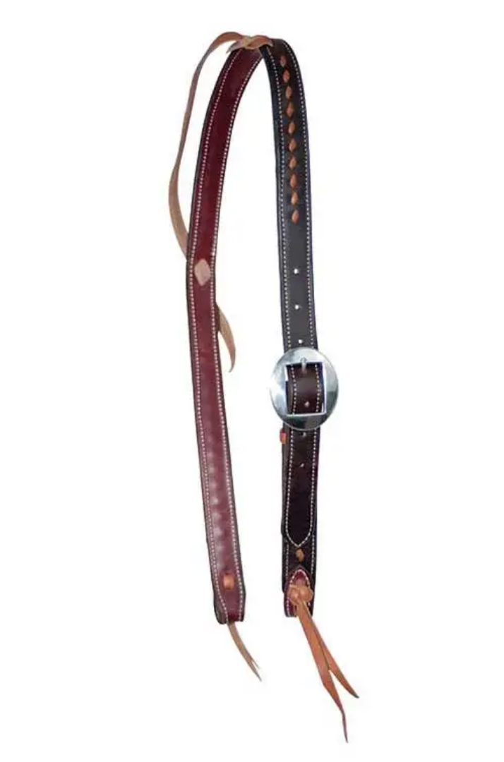 Cowboy Tack Buckstitched Slip Ear Headstall - Chocolate