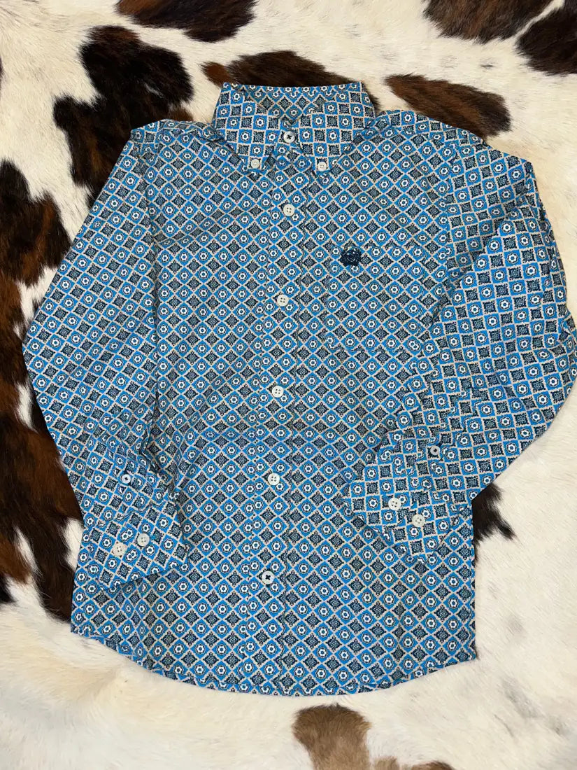 Cinch Boy’s Diamond Print Western Shirt XSmall Boy’s Western