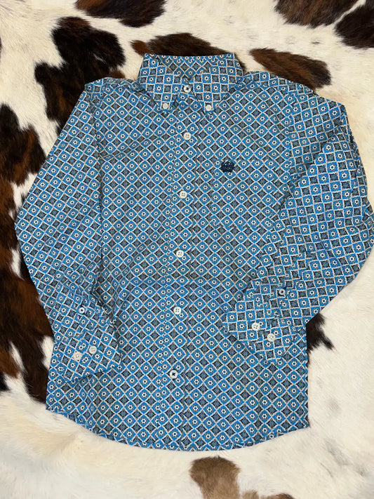 Cinch Boy’s Diamond Print Western Shirt XSmall Boy’s Western