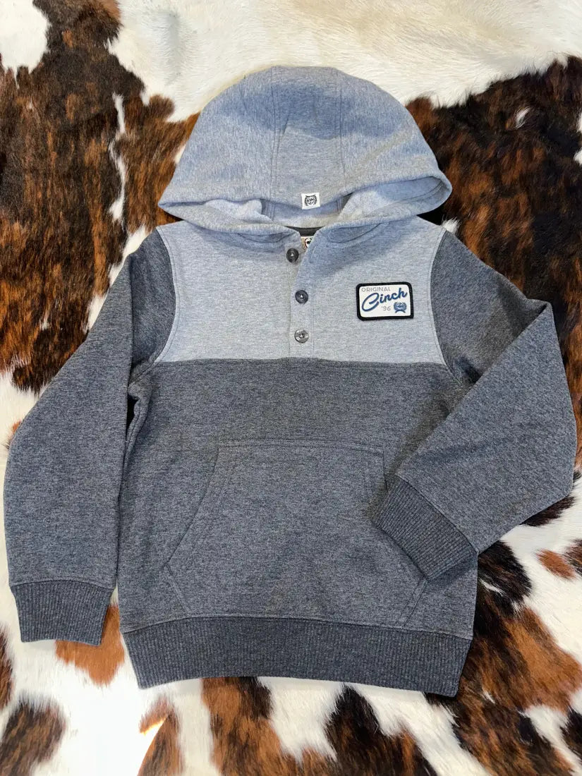 Cinch Boy’s Grey Color Block Hoodie Small Boy’s Pullover